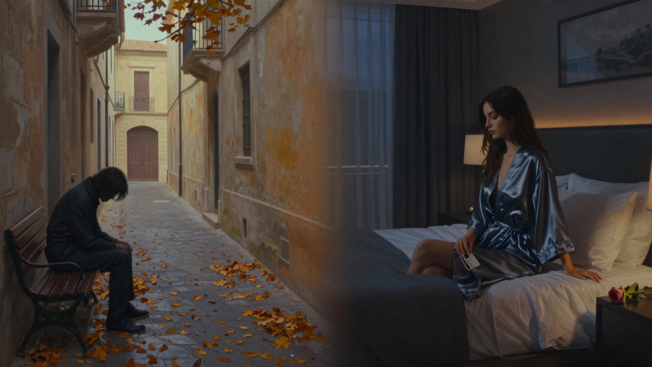 Contrasting scenes of quiet solitude in Montpellier and Dubai, symbolizing two ways to find peace.